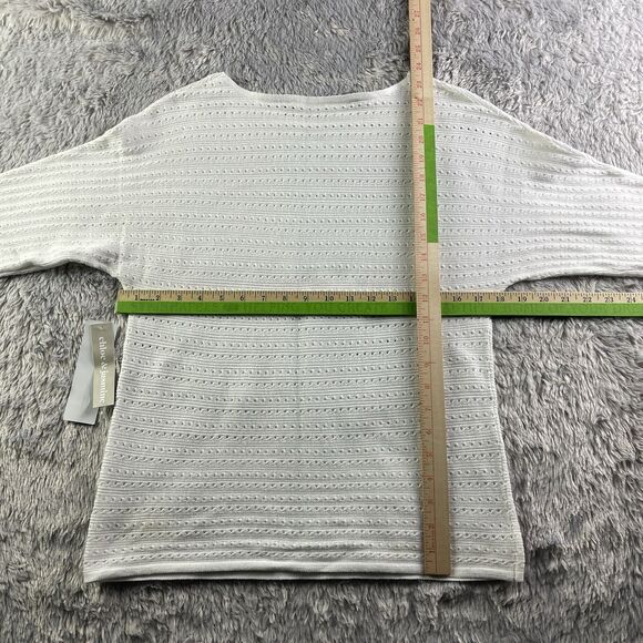 Chloe and Jasmine Sweater Womens Small Ivory Open Knit Pullover Boho Crew Neck - Picture 8 of 10